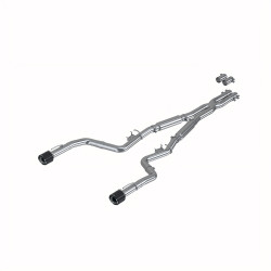 T304 Stainless Steel, 3" Cat-Back, Dual Rear, Street Profile with Dual Carbon Fiber Tips