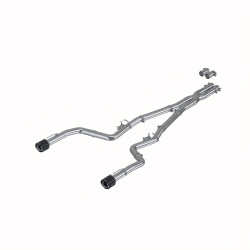 T304 Stainless Steel, 3" Cat-Back, Dual Rear, Race Profile, with Dual Carbon Fiber Tips
