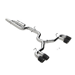 T304 Stainless Steel, 3" Cat-Back Quad Rear Exit with CF Tips, Valve Delete